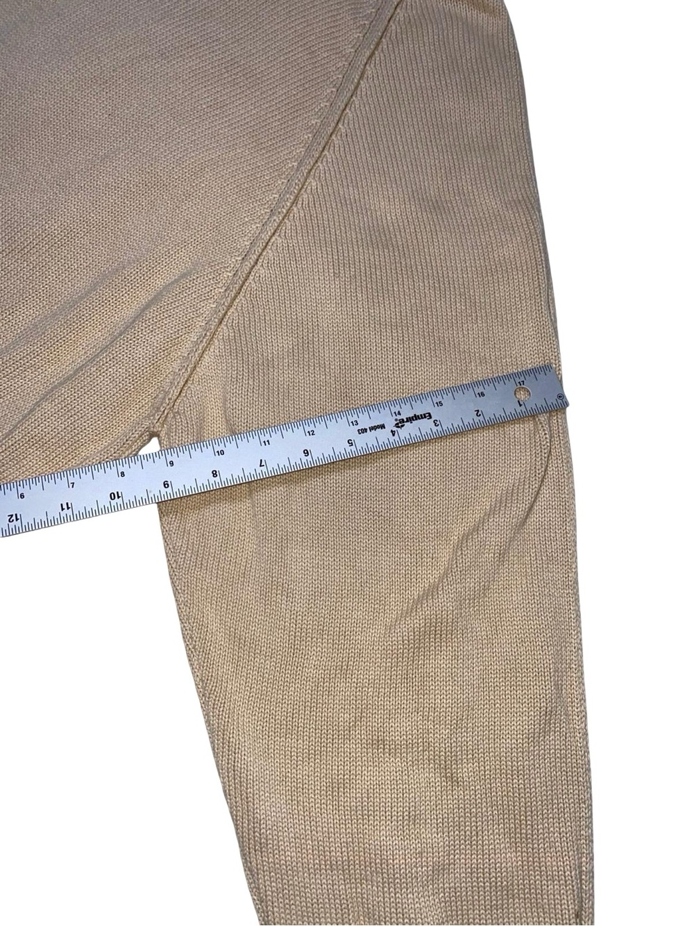 ZARA 100% cotton Knit Sweater Raglan Sleeve Ribbed Trim oatmeal granola color - Picture 7 of 11